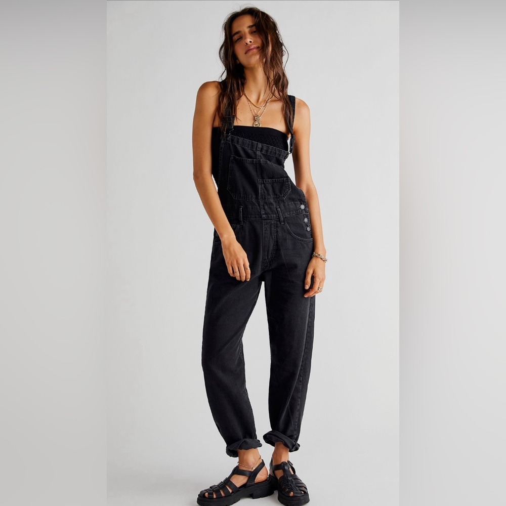 Free People Black XS Overalls